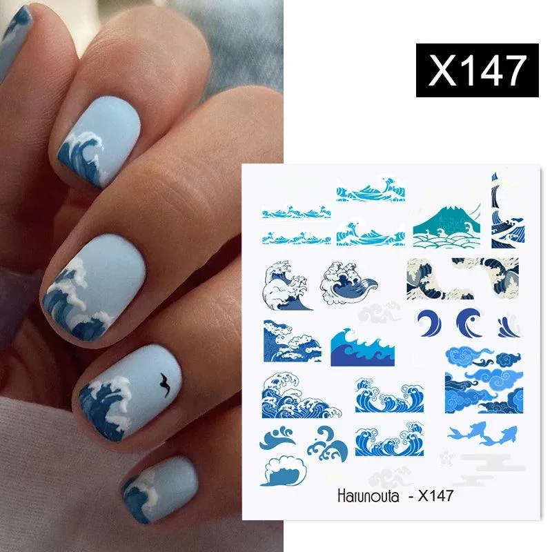 Ink Blooming Marble Nail Decals for Elegant Summer Art